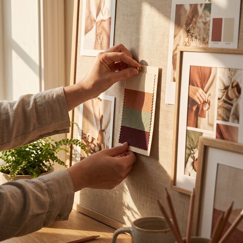 Brand colour swatch card pinned to a style guide corkboard, maintaining brand consistency with AI-generated marketing images Brand colour swatch card pinned to a style guide corkboard, maintaining brand consistency with AI-generated marketing images