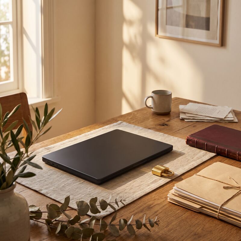Closed laptop with document folders symbolising AI privacy and data security choices for Australian businesses Closed laptop with document folders symbolising AI privacy and data security choices for Australian businesses