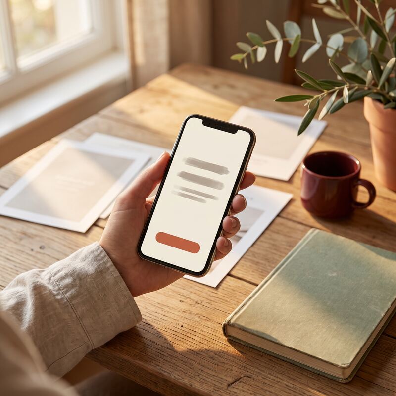 Hand testing mobile landing page UX on a smartphone above printed wireframes, improving Google Ads Quality Score Hand testing mobile landing page UX on a smartphone above printed wireframes, improving Google Ads Quality Score